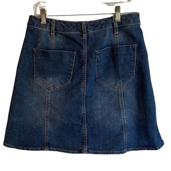 Love, Fire Denim Jean Mini Skirt  Buttons In Front Back Pockets Women's Size 6 - Picture 4 of 6